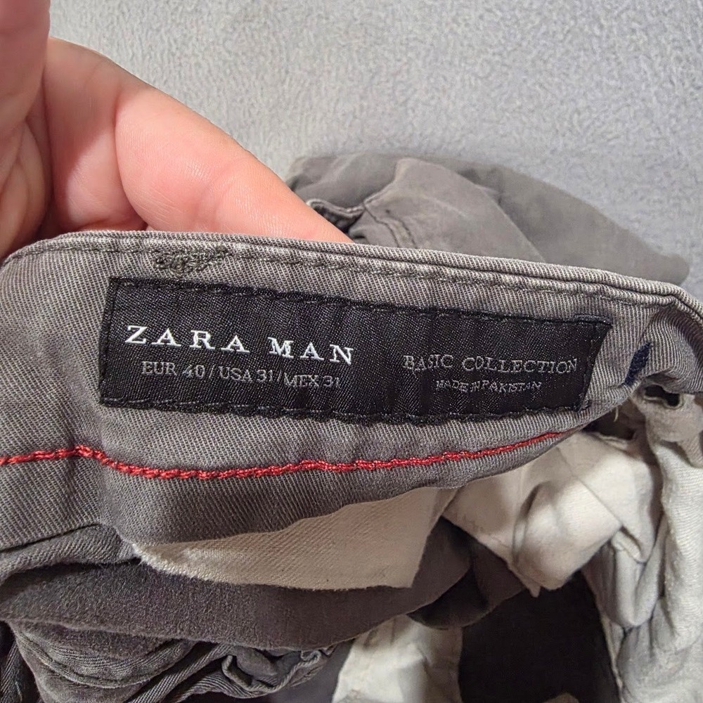 Zara Man Chinos Grey Slim Fit Basic Collection Premium Pants Mens 31 x 28 - Picture 4 of 7